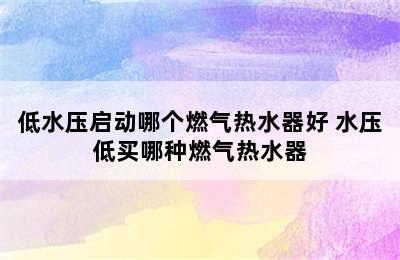 低水压启动哪个燃气热水器好 水压低买哪种燃气热水器